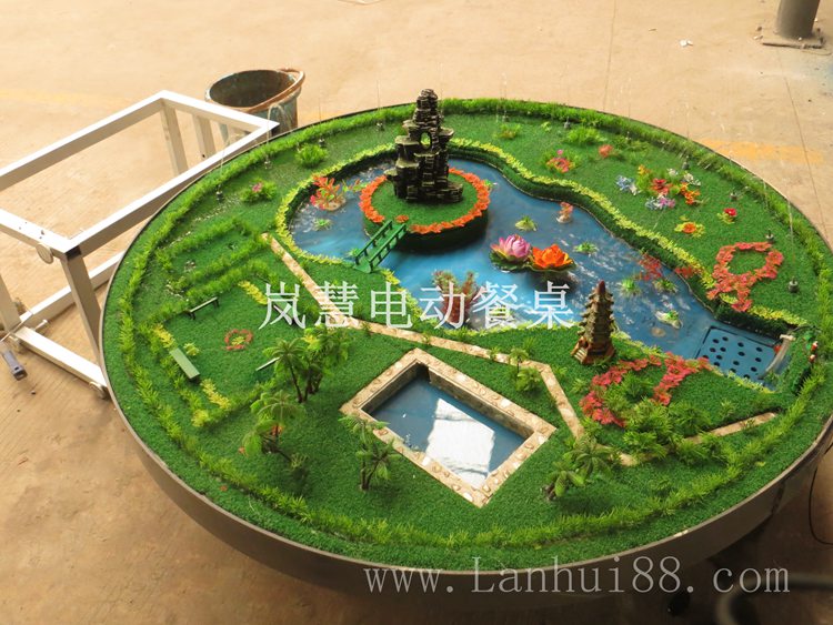 電動餐桌專用音樂噴泉水盆造型裝飾圖花草